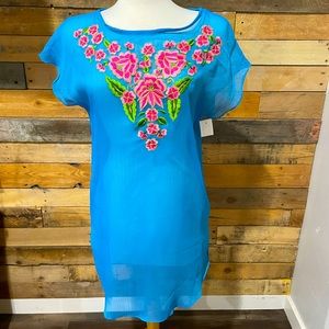 NWT Floral Turquoise Beach Coverup